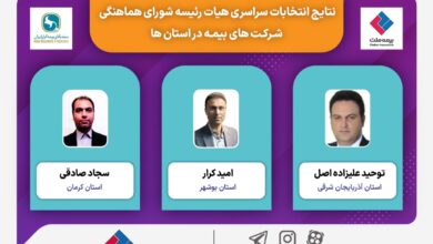  انتخاب روسای شعب بیمه ملت در استان های آذربایجان شرقی، کرمان و بوشهر 