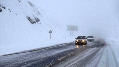 بارش برف و باران در اکثر محورهای مواصلاتی کشور