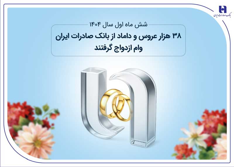 در شش ماه اول سال 1404 ؛38 هزار عروس و داماد از بانک صادرات ایران وام ازدواج گرفتند 1 | نقش نیوز 38 هزار عروس و داماد از بانک صادرات ایران وام ازدواج گرفتند